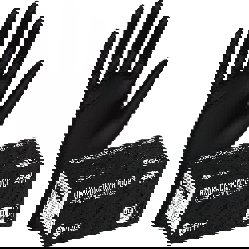 Disposable Gloves: Medium, 6 mil Thick, Nitrile, Industrial Grade